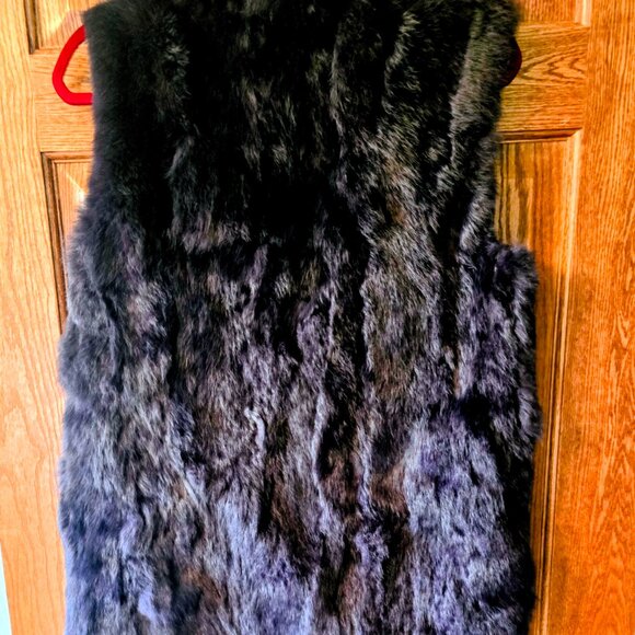 COCO+CARMEN Angora Fur Vest Women S/M Navy Lined full Zip Front Sleeveless - Picture 7 of 15